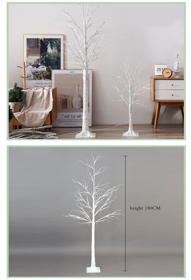 WENDA - Decor de Crăciun în aer liber cu LED artificial, mesteacăn alb, lumini pentru pom cu zâne 2021 Produse noi 10