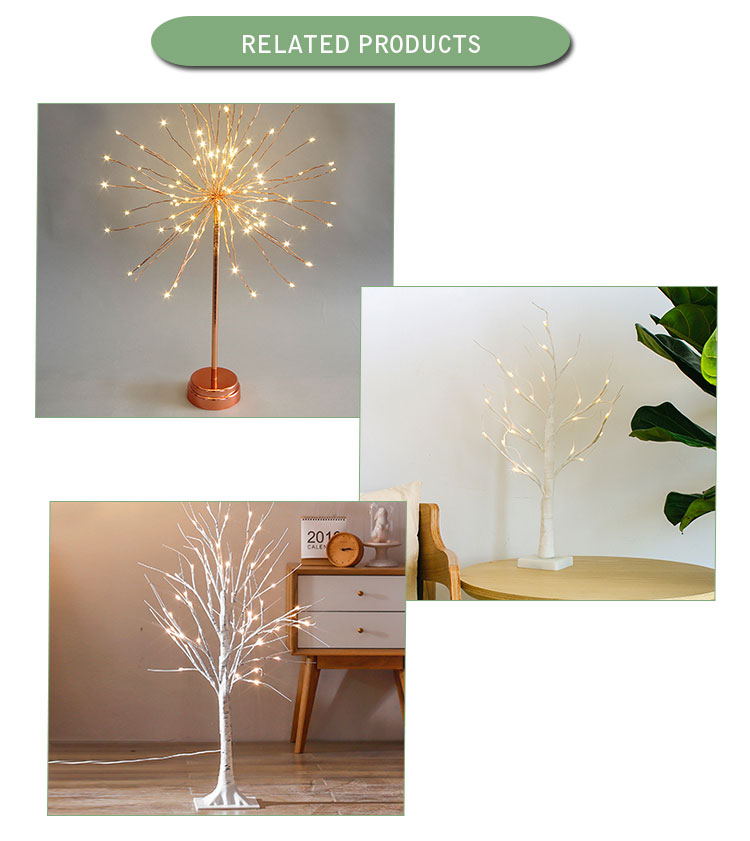 WENDA - Decor de Crăciun în aer liber cu LED artificial, mesteacăn alb, lumini pentru pom cu zâne 2021 Produse noi 14