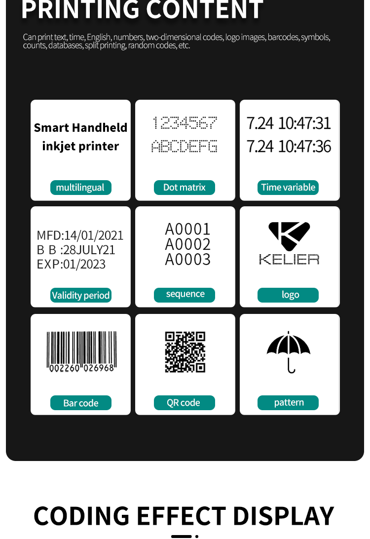 Kelier - Industrial TIJ Thermal number date handheld coding machine plastic bags sealing machine date printing machine Non-standard customization 10