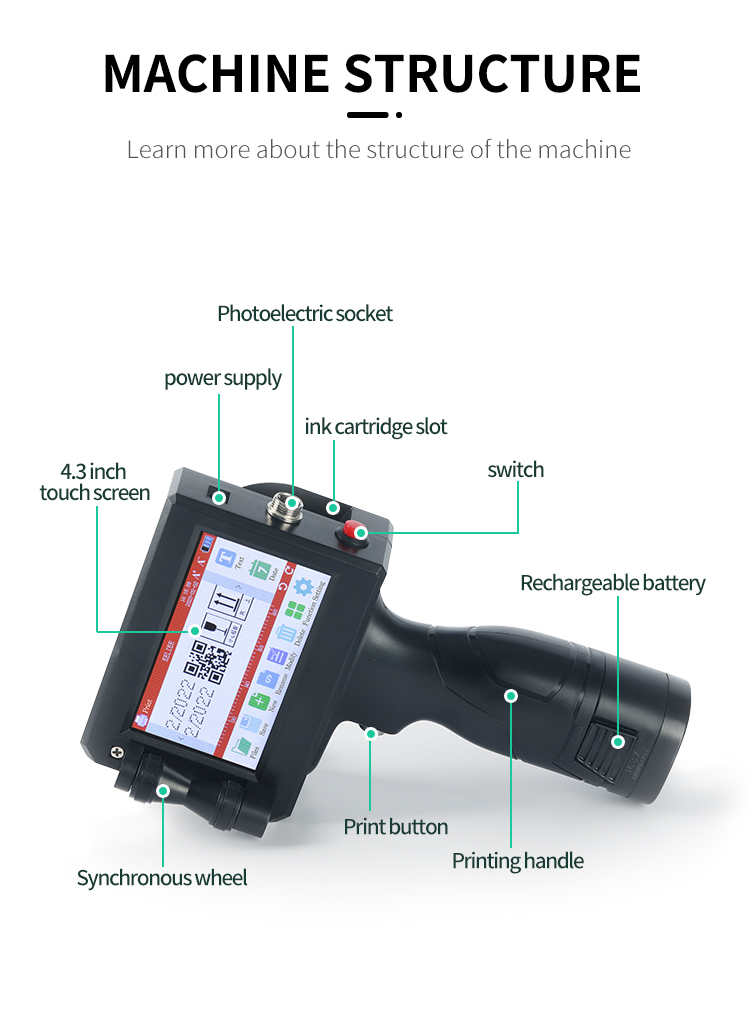 Kelier - Kelier portable handjet printer chinese inkjet printer TIJ Thermal Ink Jet Printer Handheld Inkjet Printer 12
