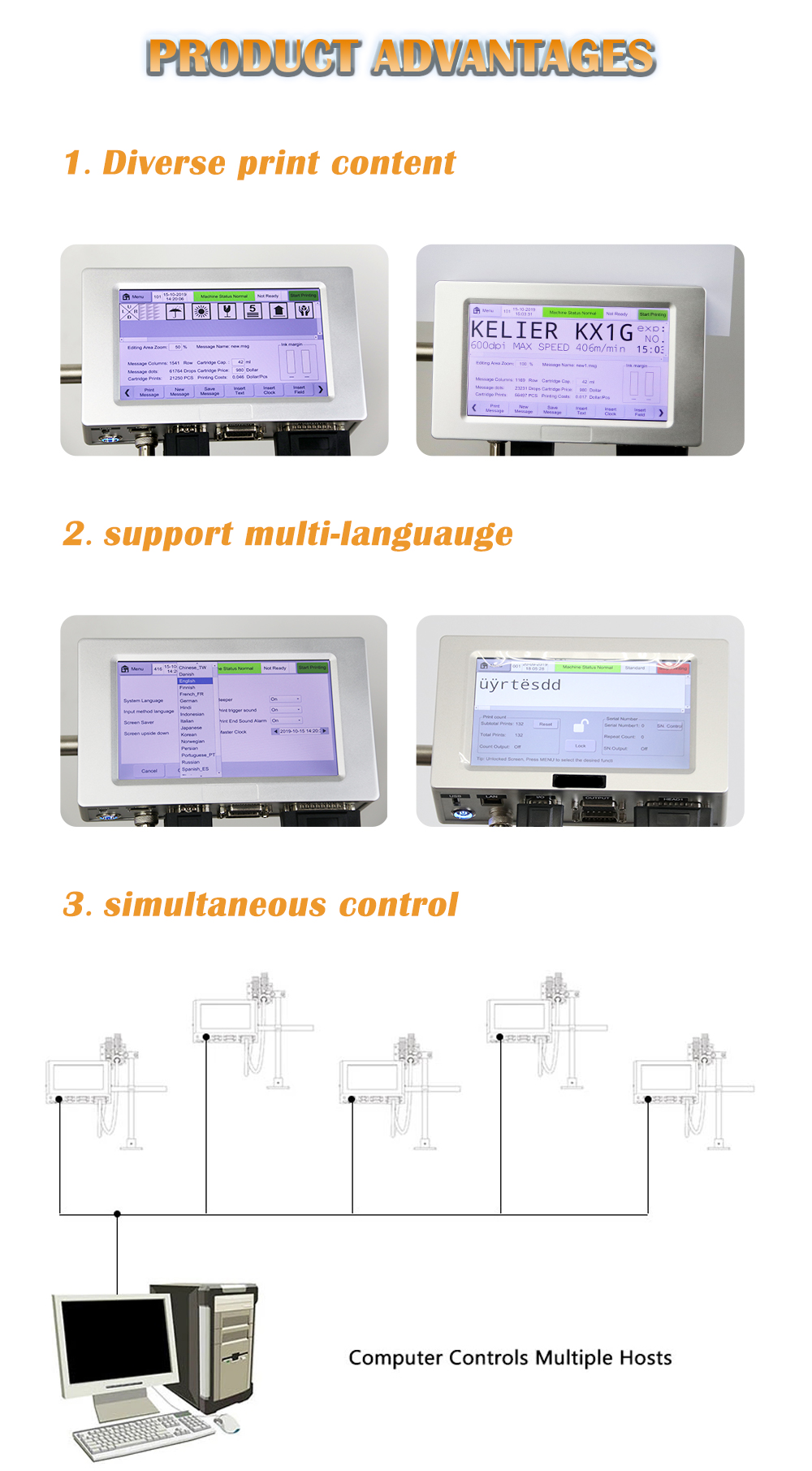 Kelier - Multiple nozzle touch screen 6-headed Egg QR code printer tij industrial printer inkjet coding machine Online Inkjet Printer 13