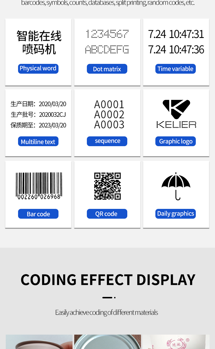 Kelier - Kelier Automatic tij 25 Inkjet Printer Metal Plastic production line Expiry Date TIJ Printing Machine Online Inkjet Printer 12
