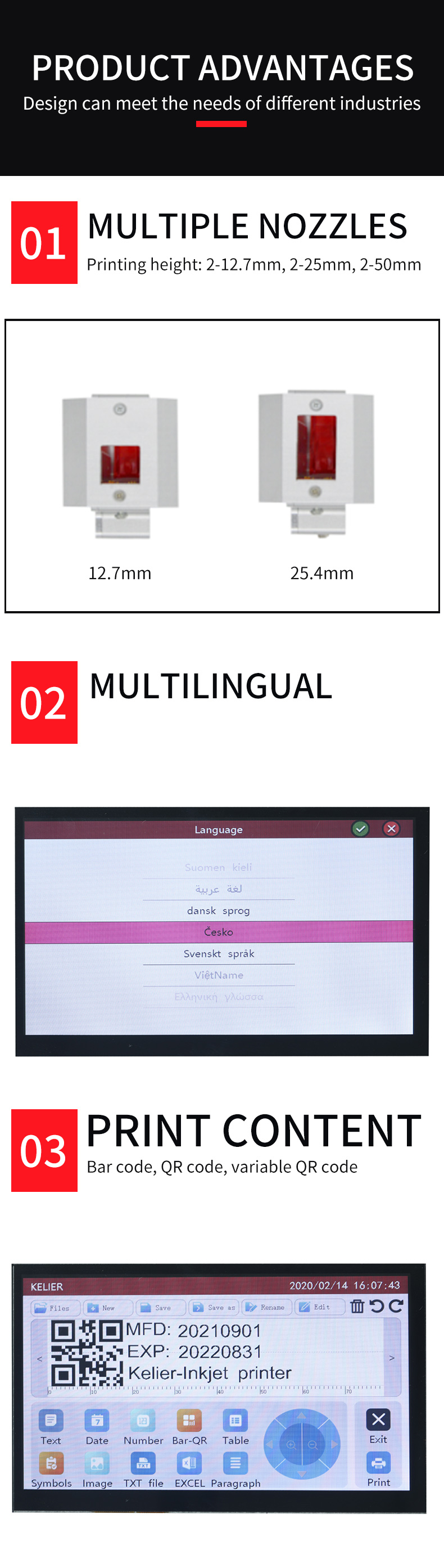 Kelier - Kelier high sensitivity touch screen barcode logo TIJ industrial batch code inkjet printer Online Inkjet Printer1 14