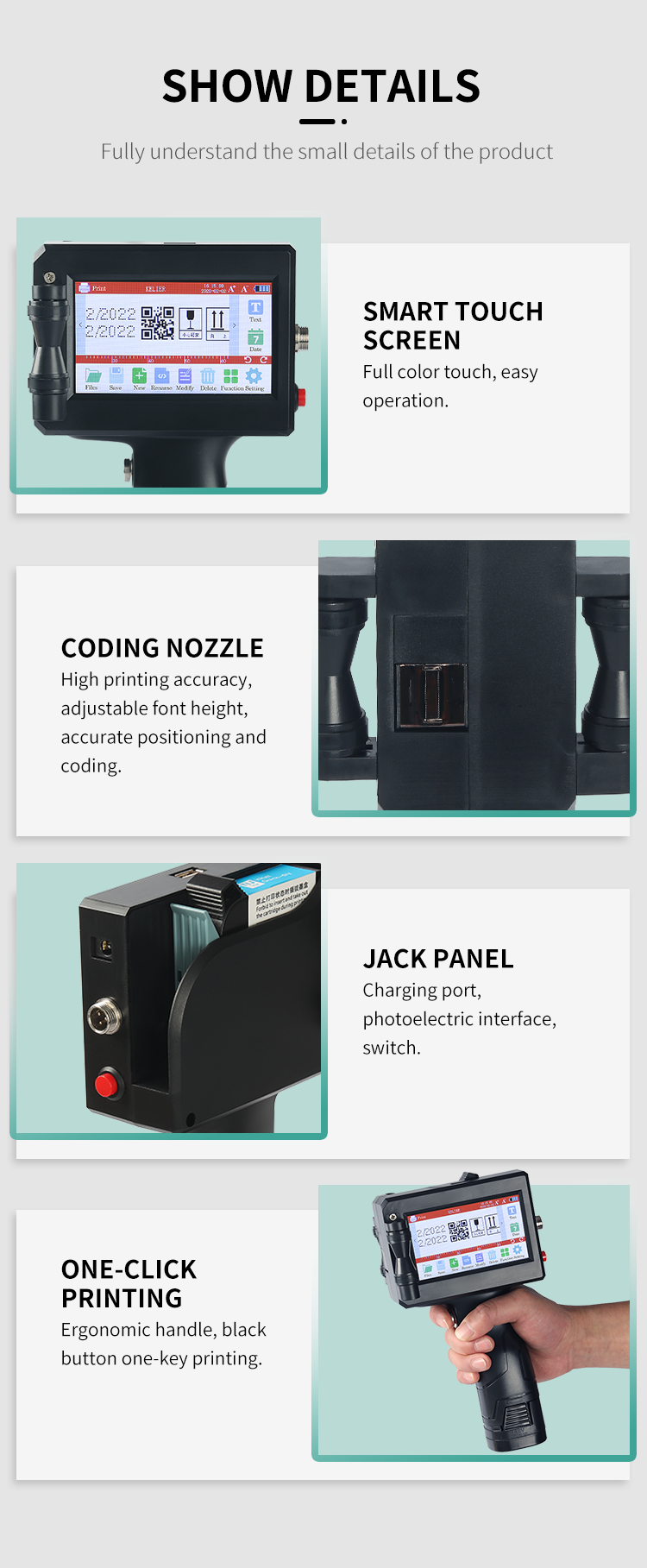 Kelier - Kelier 2022 New industrial Portable Inkjet batch code date Printer for plastic bottles Handheld Inkjet Printer 14