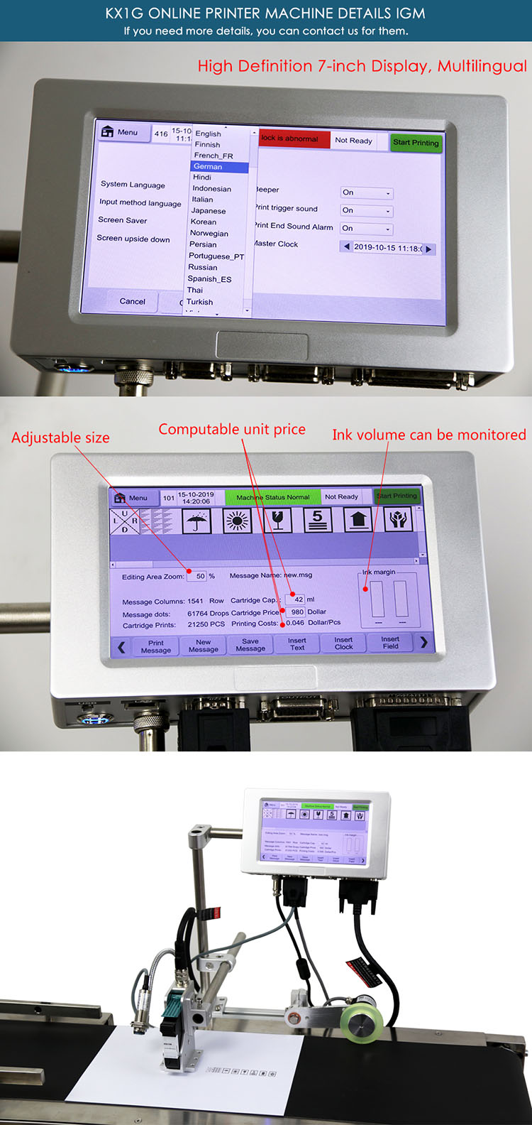 Kelier - Multiple nozzle touch screen 6-headed Egg QR code printer tij industrial printer inkjet coding machine Online Inkjet Printer 15