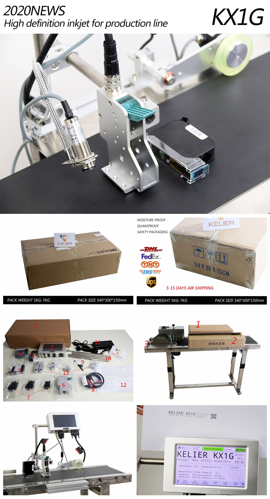 Kelier - Multiple nozzle touch screen 6-headed Egg QR code printer tij industrial printer inkjet coding machine Online Inkjet Printer 16