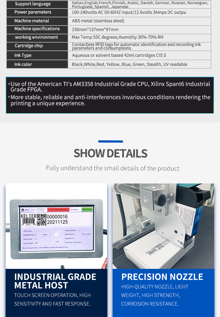 Kelier - 1254mm date printing online coding machine for cartons plastic bags Online Inkjet Printer 13
