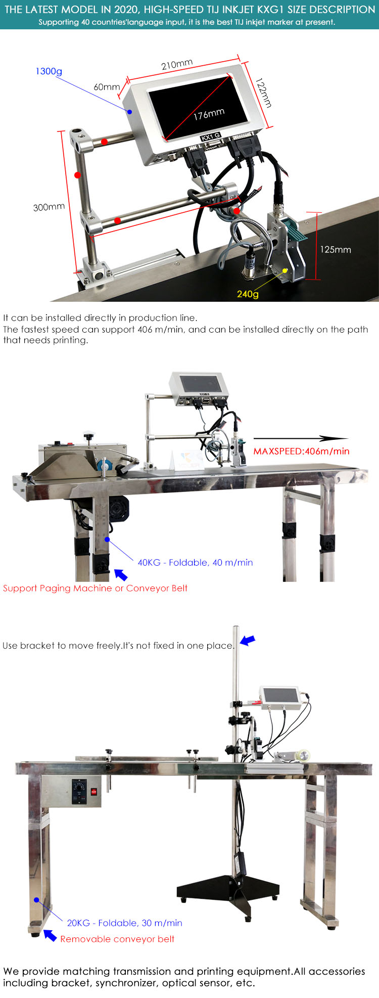 Kelier - Kelier tij 76.2mm print height coding machine inkjet printer for expiry date plastic bag Non-standard customization 10