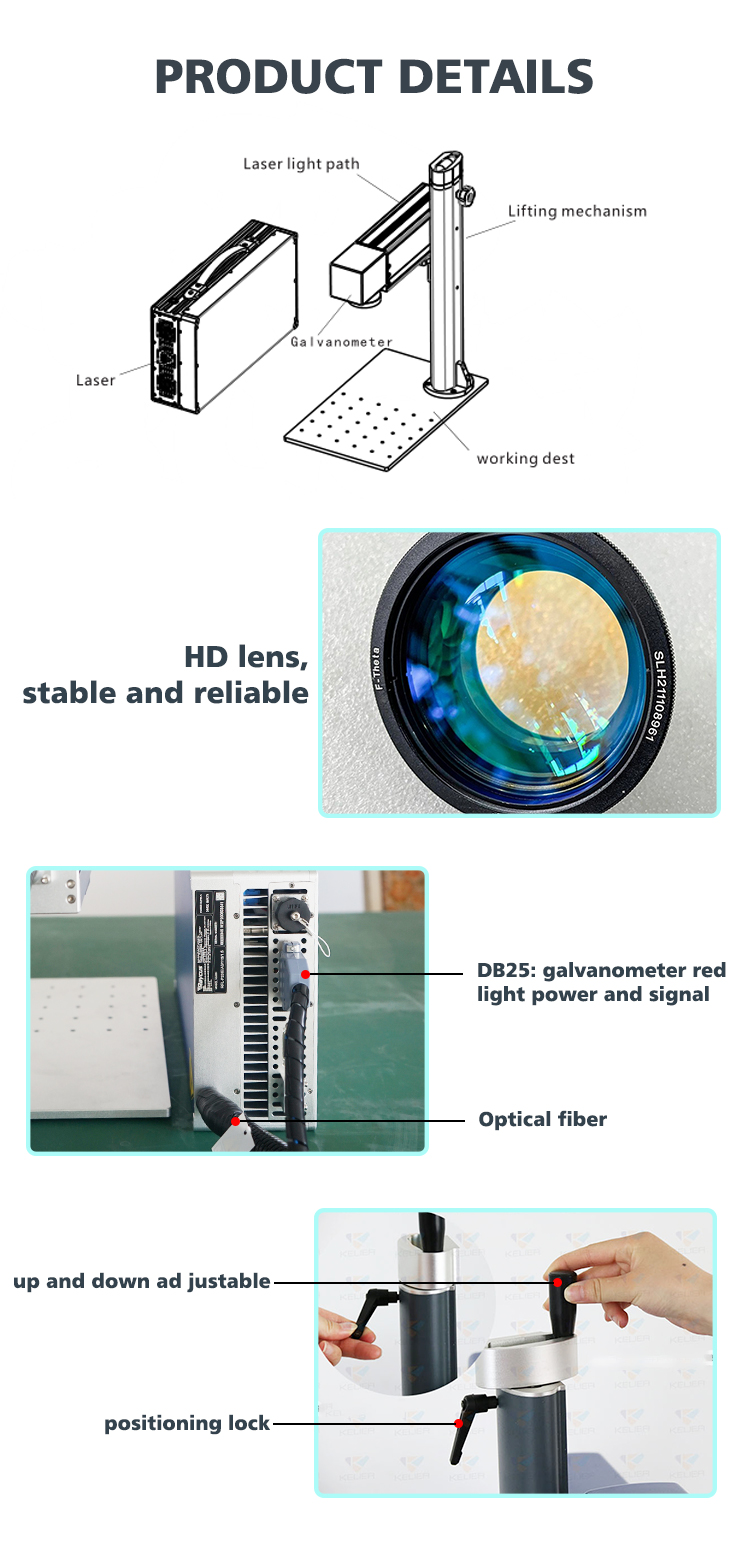 Kelier - 20w 50w Fiber laser marking machine steel pen laser 30w metal engraving machinery with customized pen conveyor belt Fiber laser marking machine 11