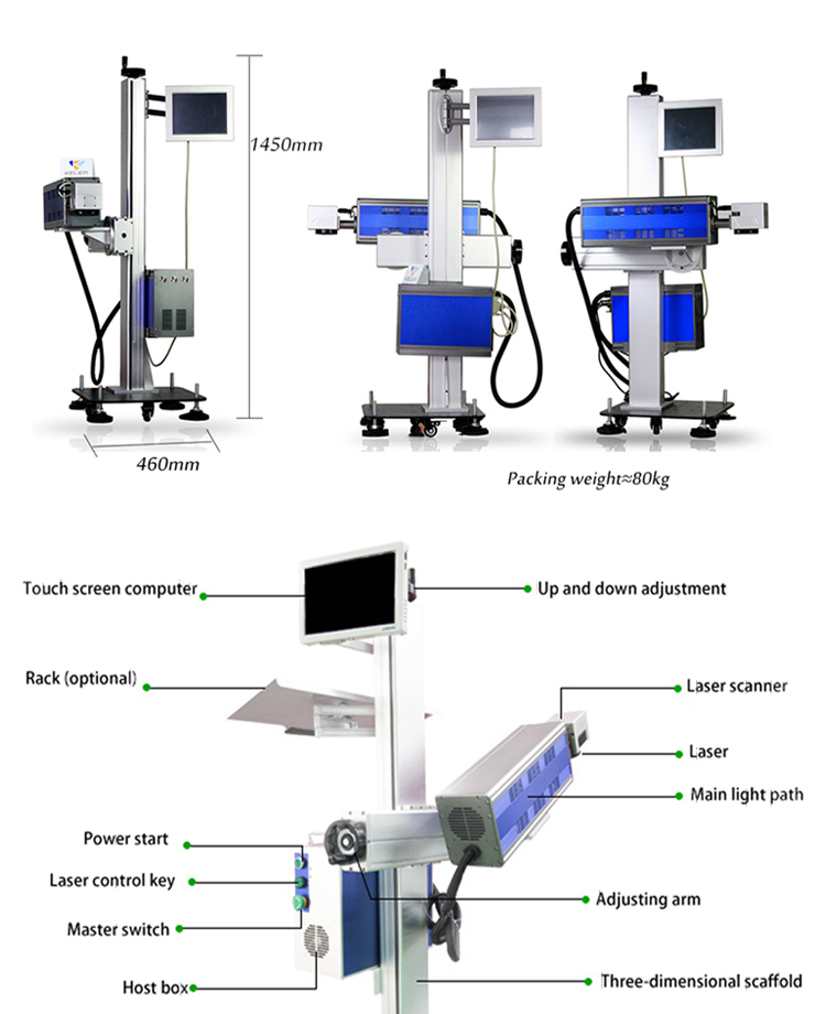 Kelier - kelier new Split Desk Portable Type 20w 30w 50w Fiber CO2 Laser Marking Machine CO2 laser marking machine 11