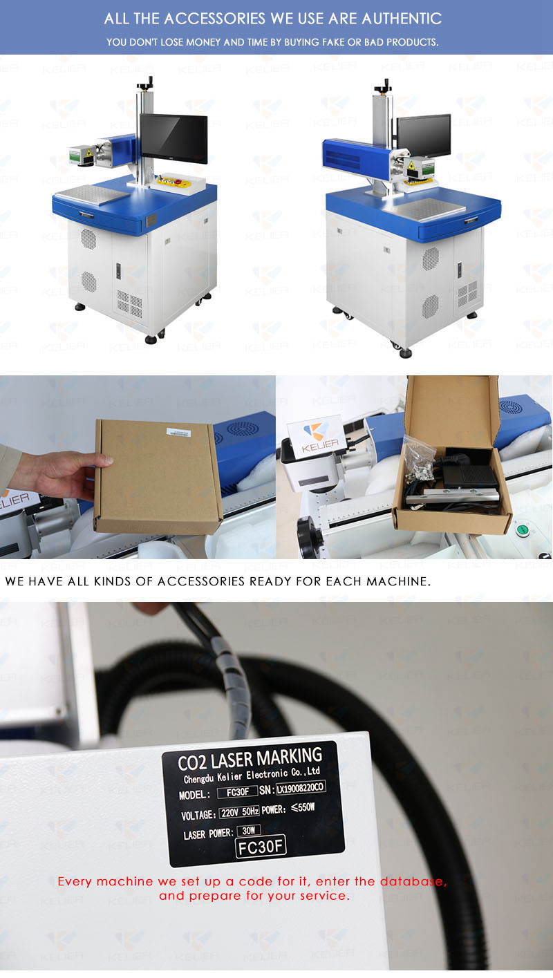 CO2 laser marking machine  For plastic wood and other materials Automatic batch expiry date printing machine kelier 11