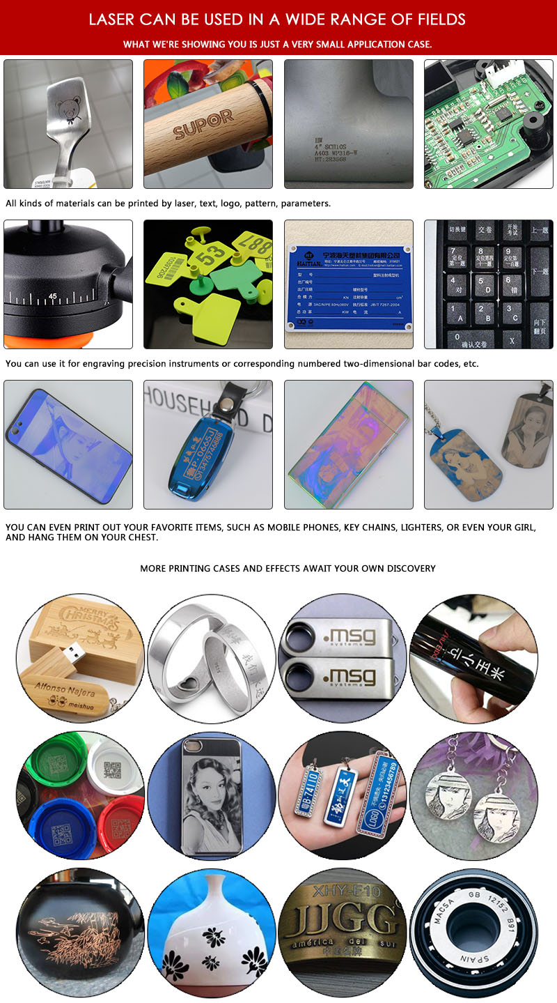 fiber laser marking machine with rotary metal photo printing machine qr code laser printer