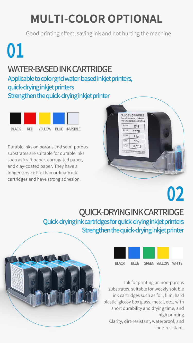 Kelier - Handheld Printer H3 H6 H7 Coder Cartridge Black Quick Drying Water-based Slow Drying Cartridge Compatible with JS12 Non-standard customization 15