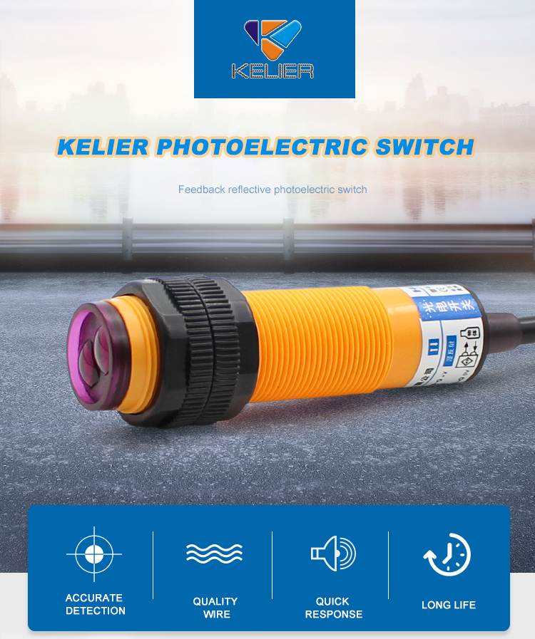 M18 photo sensor Cylindrical Photoelectric sensor 18mm Threaded Cylindrical optical proximity sensor-Kelier 8