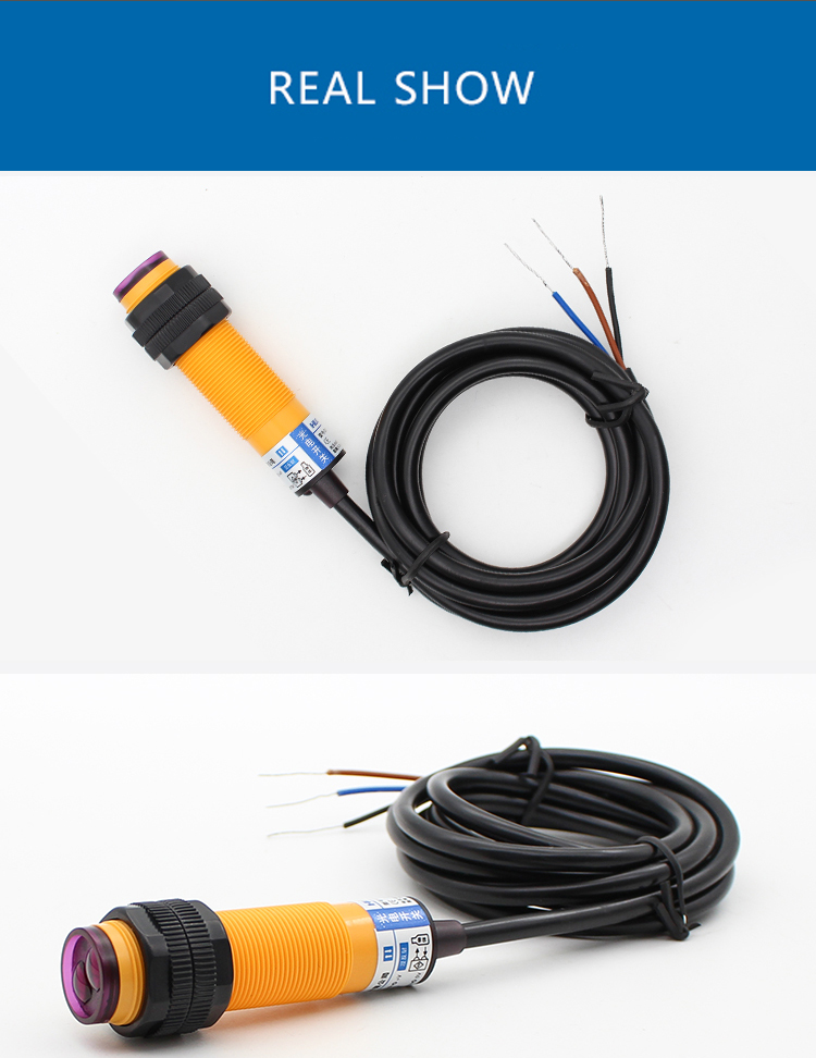 M18 photo sensor Cylindrical Photoelectric sensor 18mm Threaded Cylindrical optical proximity sensor-Kelier 13