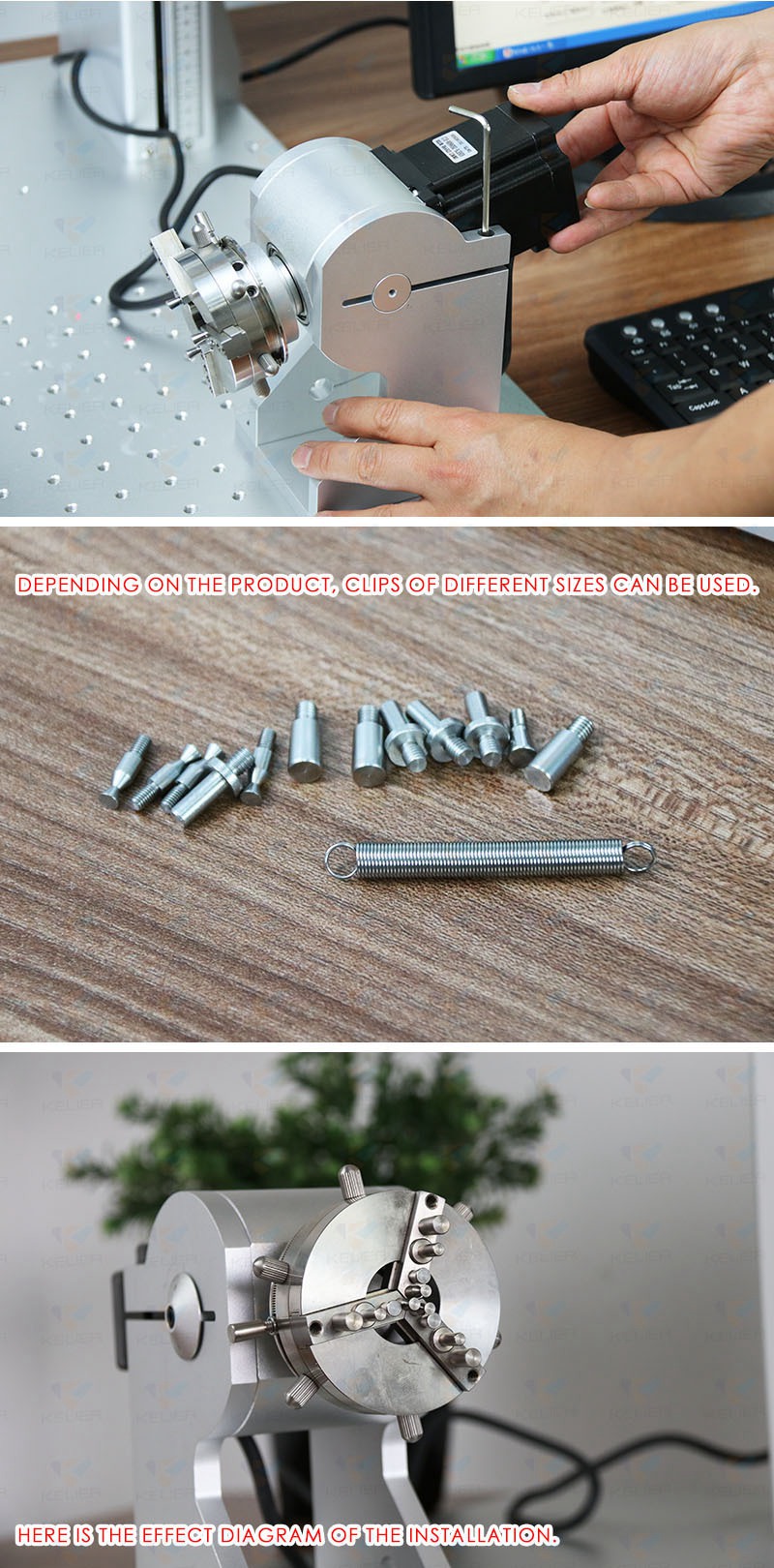 Rotary axis for fiber laser marking machine jewelry ring processing metal gold