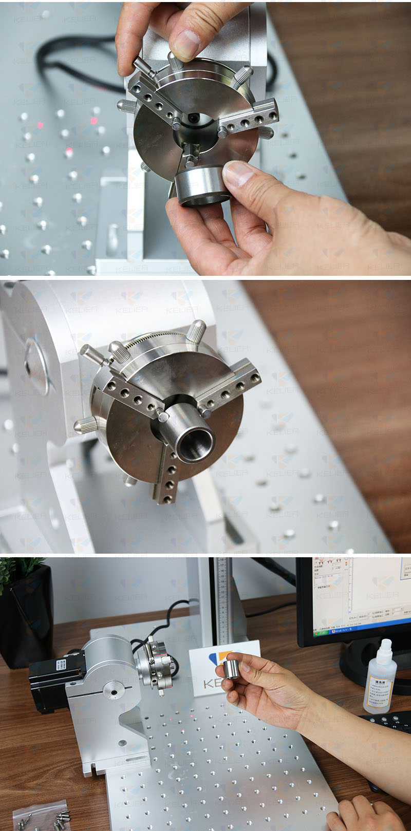 Rotary axis for fiber laser marking machine jewelry ring processing metal gold