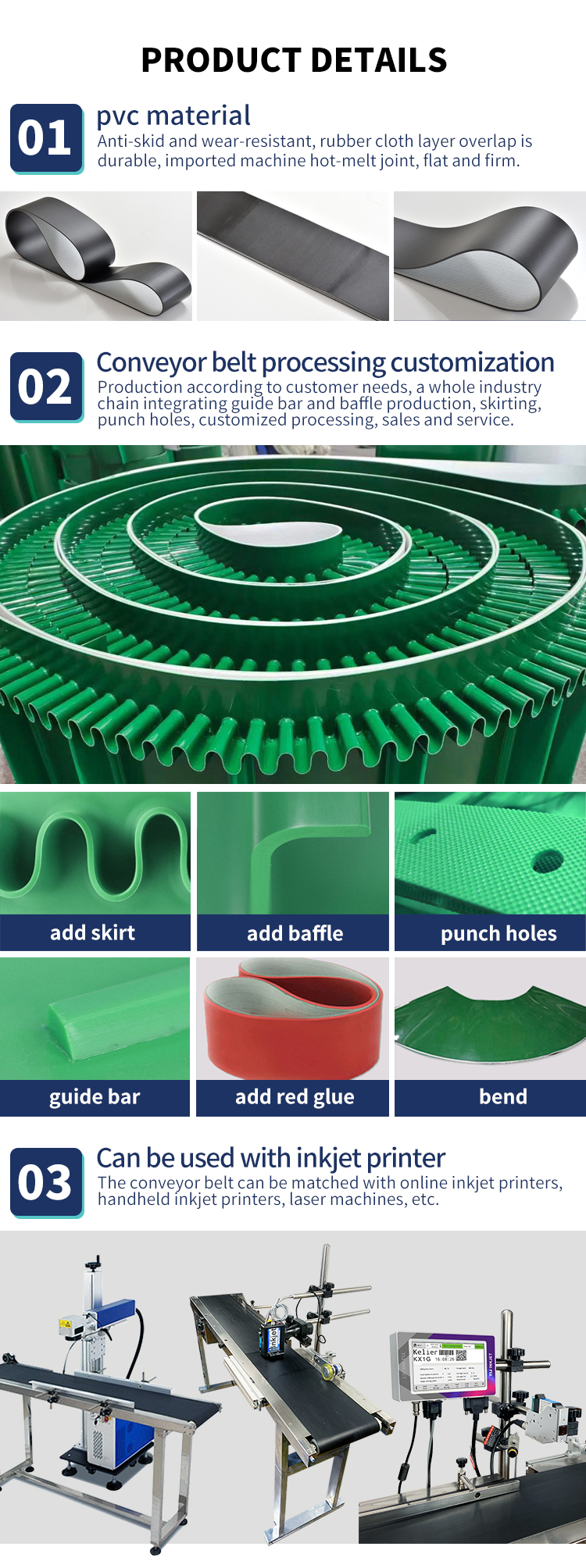 Kelier - kelier Food conveyor belt logistics sorting line express conveyor assembly line belt turning machine climbing conveyor Conveyor belt 11