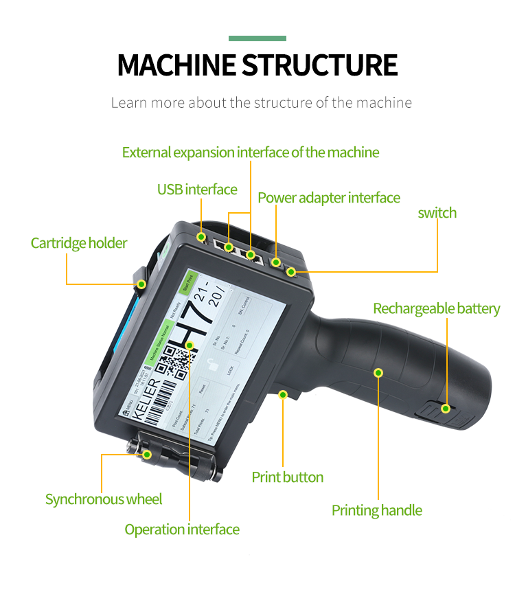 Kelier - portable inkjet printer tij 2.5 solvent ink thermal inkjet printer Non-standard customization 10