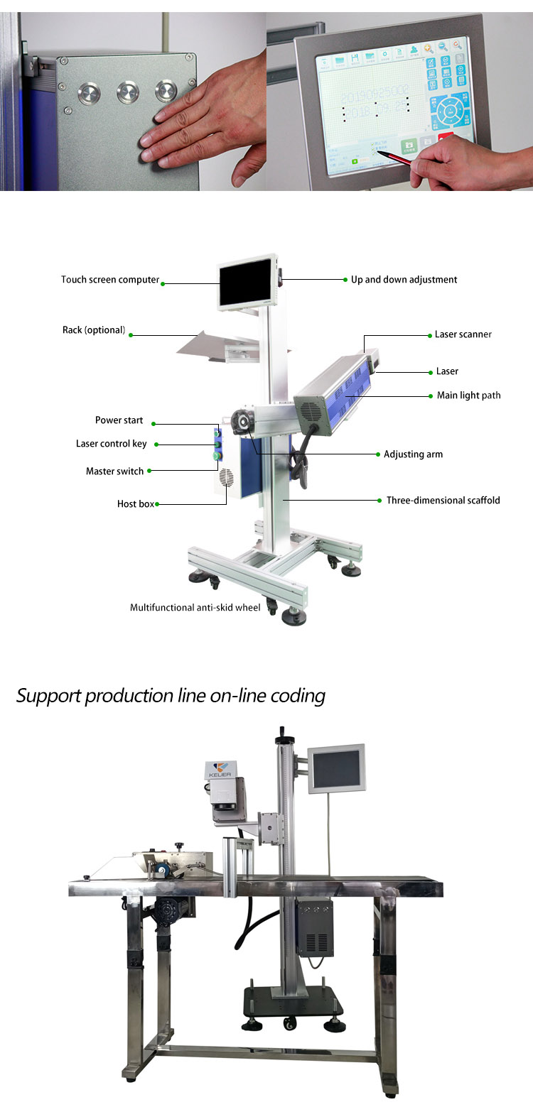 Kelier - CO2 laser labels fly marker online flying fiber co2 conveyor belt laser marking printing machine for non-metal materials price Non-standard customization 10