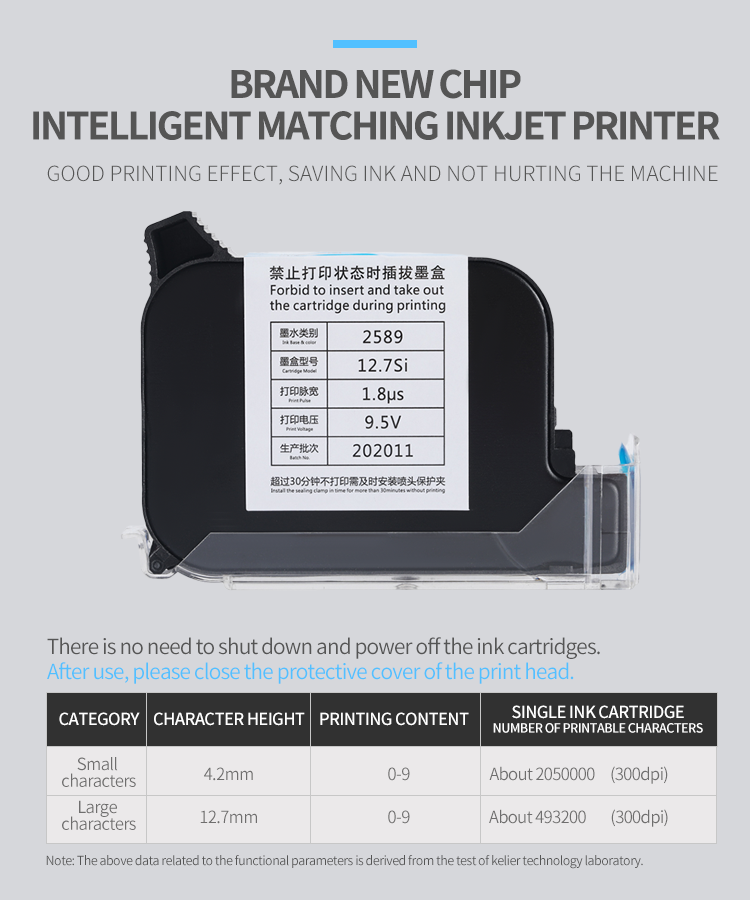 Kelier - kelier Iq800 FOL13b digital batch coding machine original imported black white tij 2.5 solvent ink cartridge Non-standard customization 13