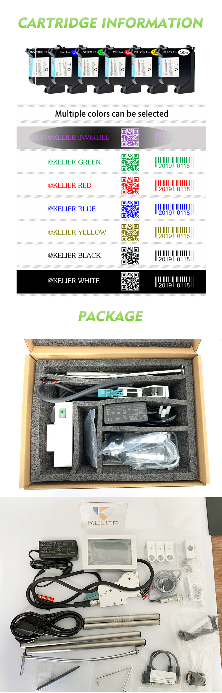 Kelier - Kelier Tij 2.5 cartridge plastic bag Bottle egg date coding machine batch automatic inkjet printer with conveyor belt Non-standard customization 15