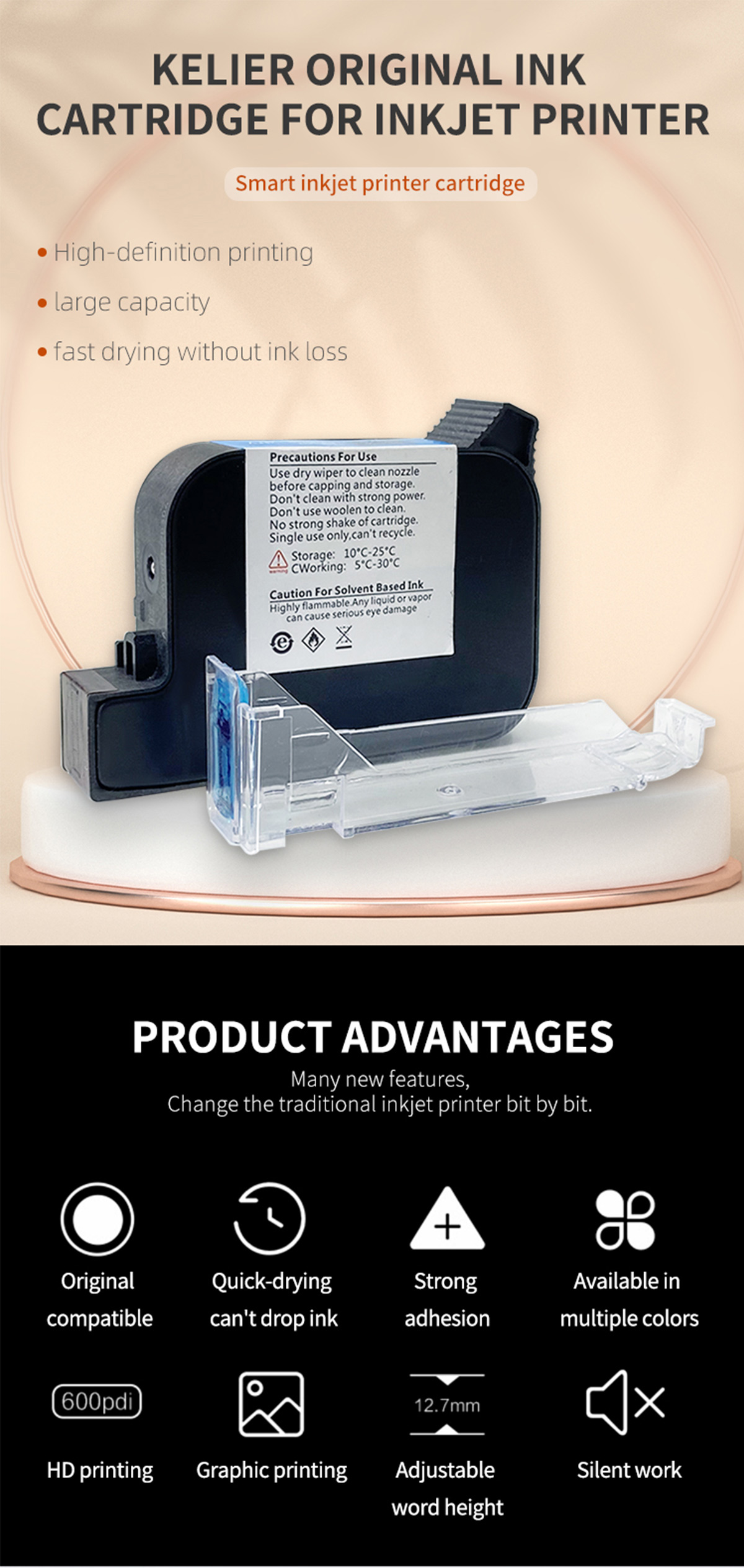 Keller Original Imported Quick-Drying Ink Cartridges IQ800 for TIJ 2.5 Inkjet Printer Nozzle 8