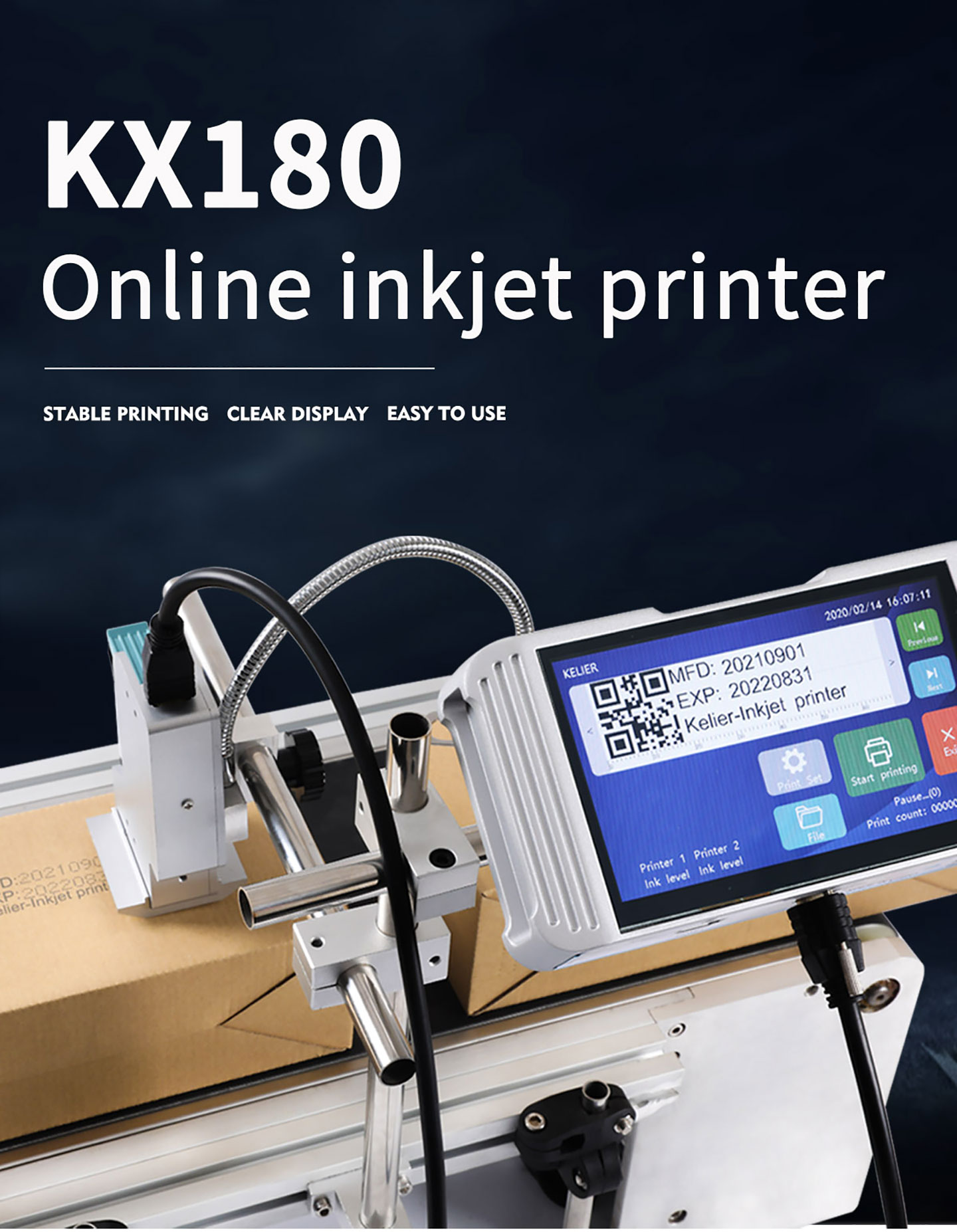 kelier Pipeline QR code barcode thermal inkjet printer supports variable data printing 2