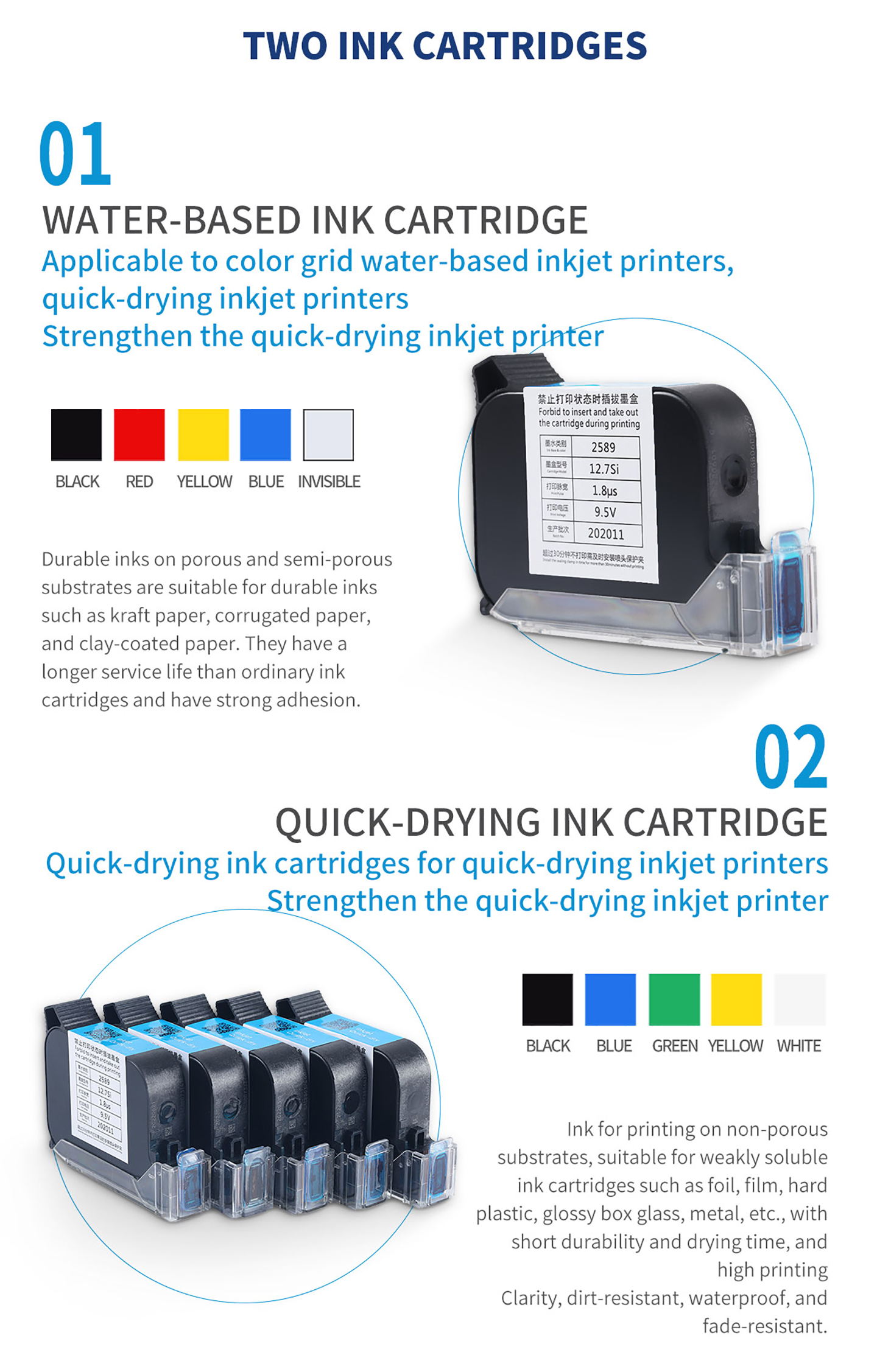 Best Water Solvent TIJ 2.5 Original Ink Cartridges for Thermal Inkjet Printer Ink Cartridge Supplier - Kelier 12