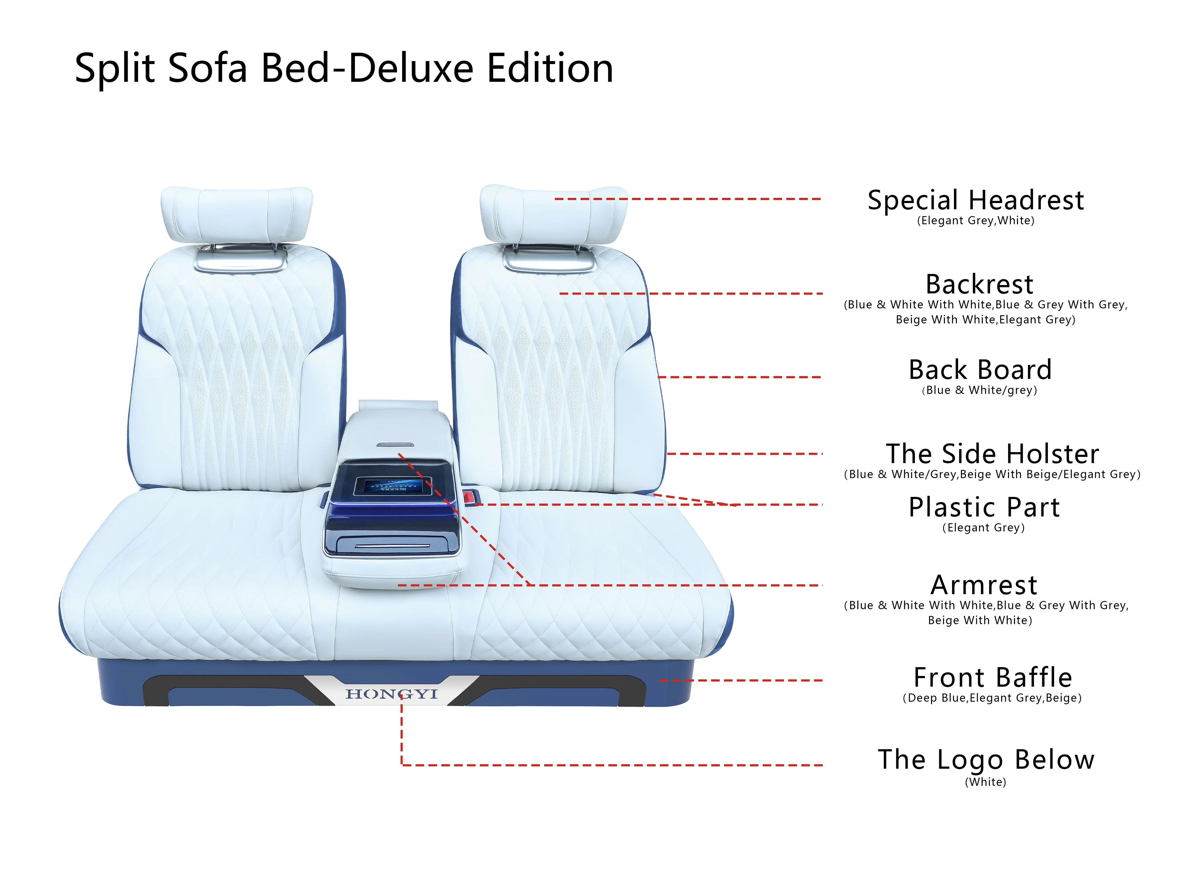 Car Accessories Luxmtre Class C Sofa Leather Bed Third Row Auto Seat 19