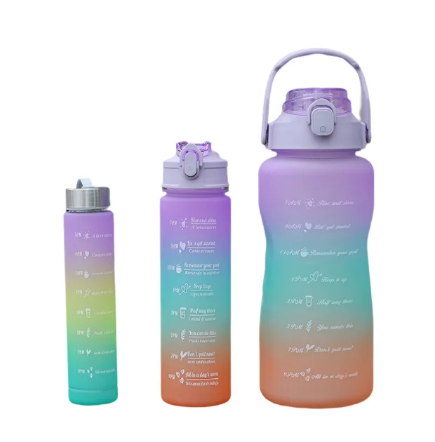 زجاجة ماء مع قش للشرب من البلاستيك الشفاف بالجملة دراجة مخصصة اللون 3 في 1 قابلة لإعادة الاستخدام 300 مل 1 لتر 2 لتر معسكر رياضي للصالة الرياضية 11