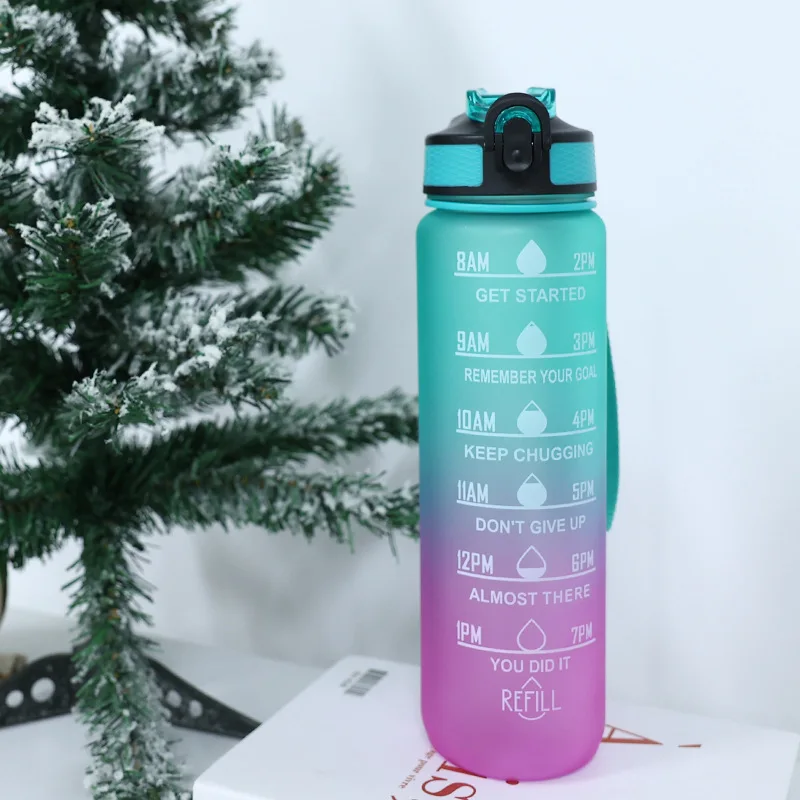 الجملة سعر جيد مخصص حار بيع معقول 1 لتر زجاجة ماء تكتيكية محمولة مع غطاء وقش 14