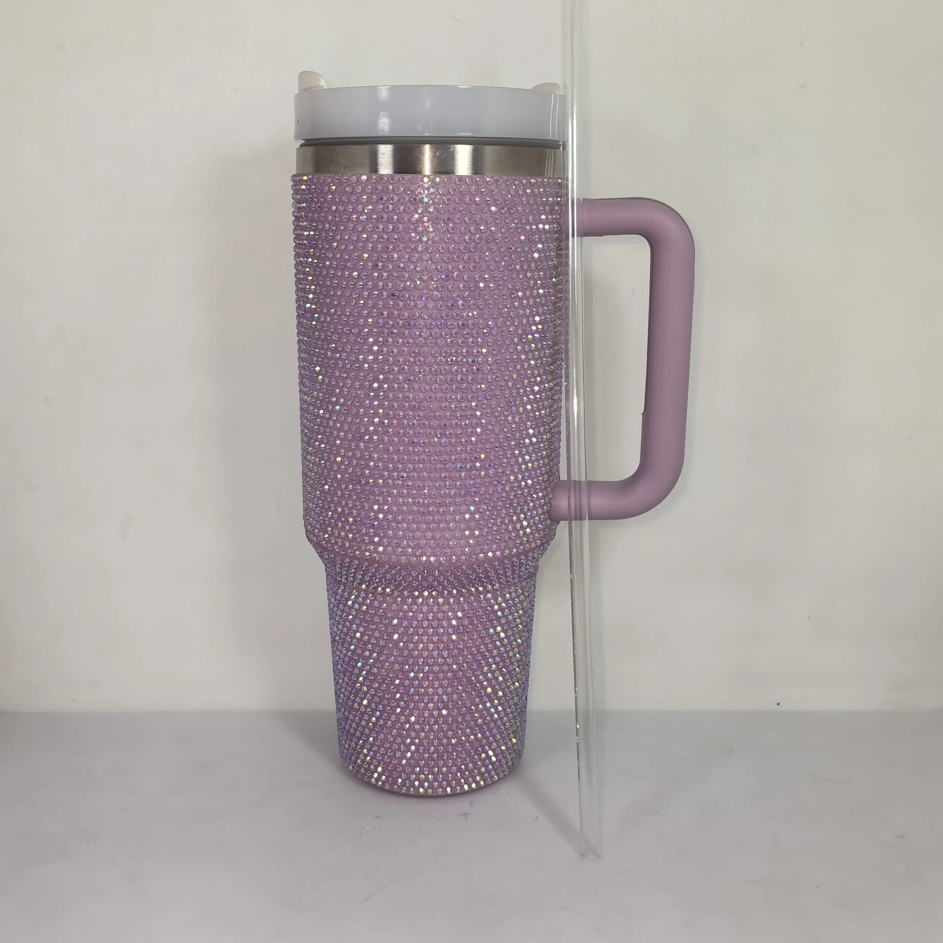 Double Wall Insulated Bottle Stainless Steel Vacuum Middle Mouth Glitter Rhinestones Shining Water Bottle 15