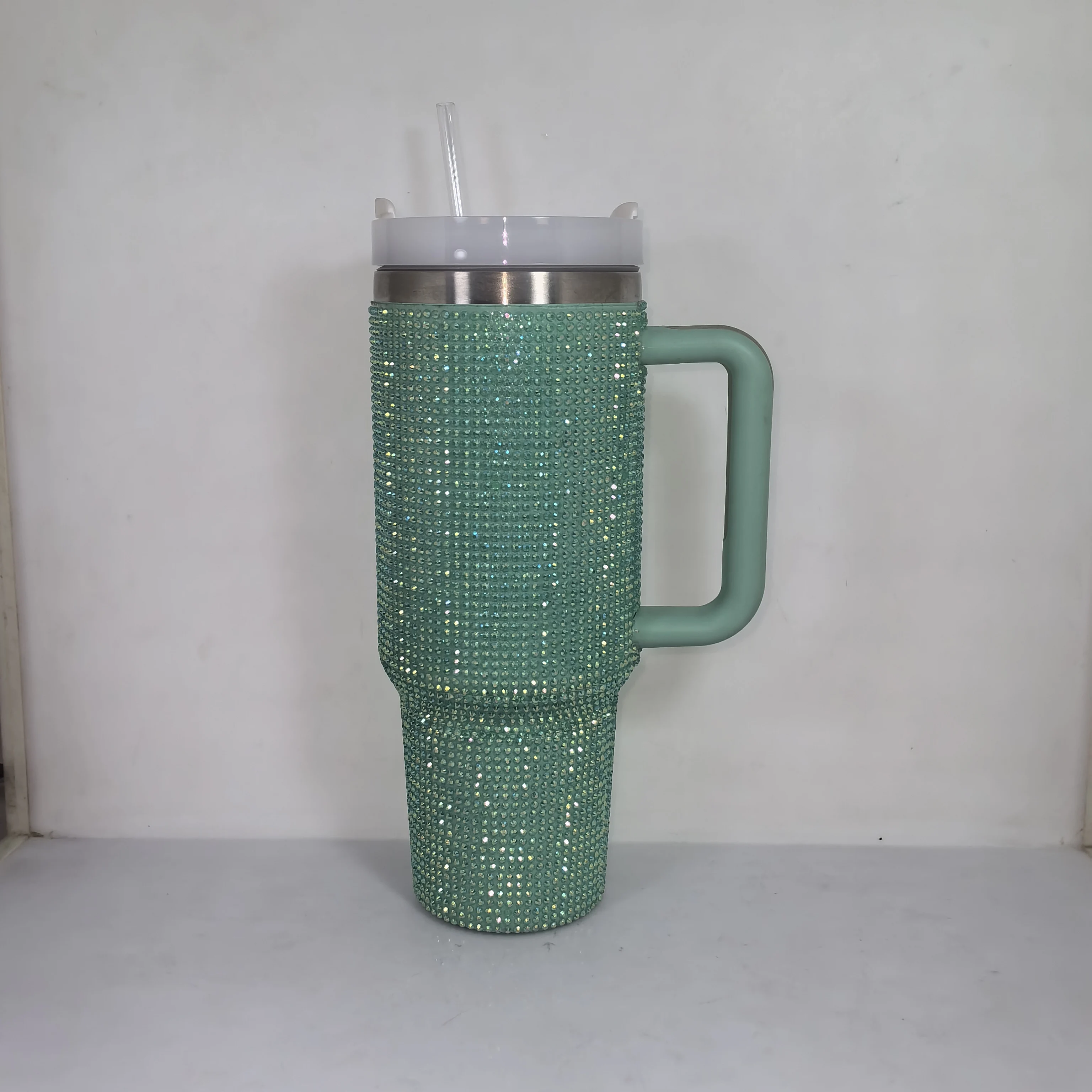 Double Wall Insulated Bottle Stainless Steel Vacuum Middle Mouth Glitter Rhinestones Shining Water Bottle 16