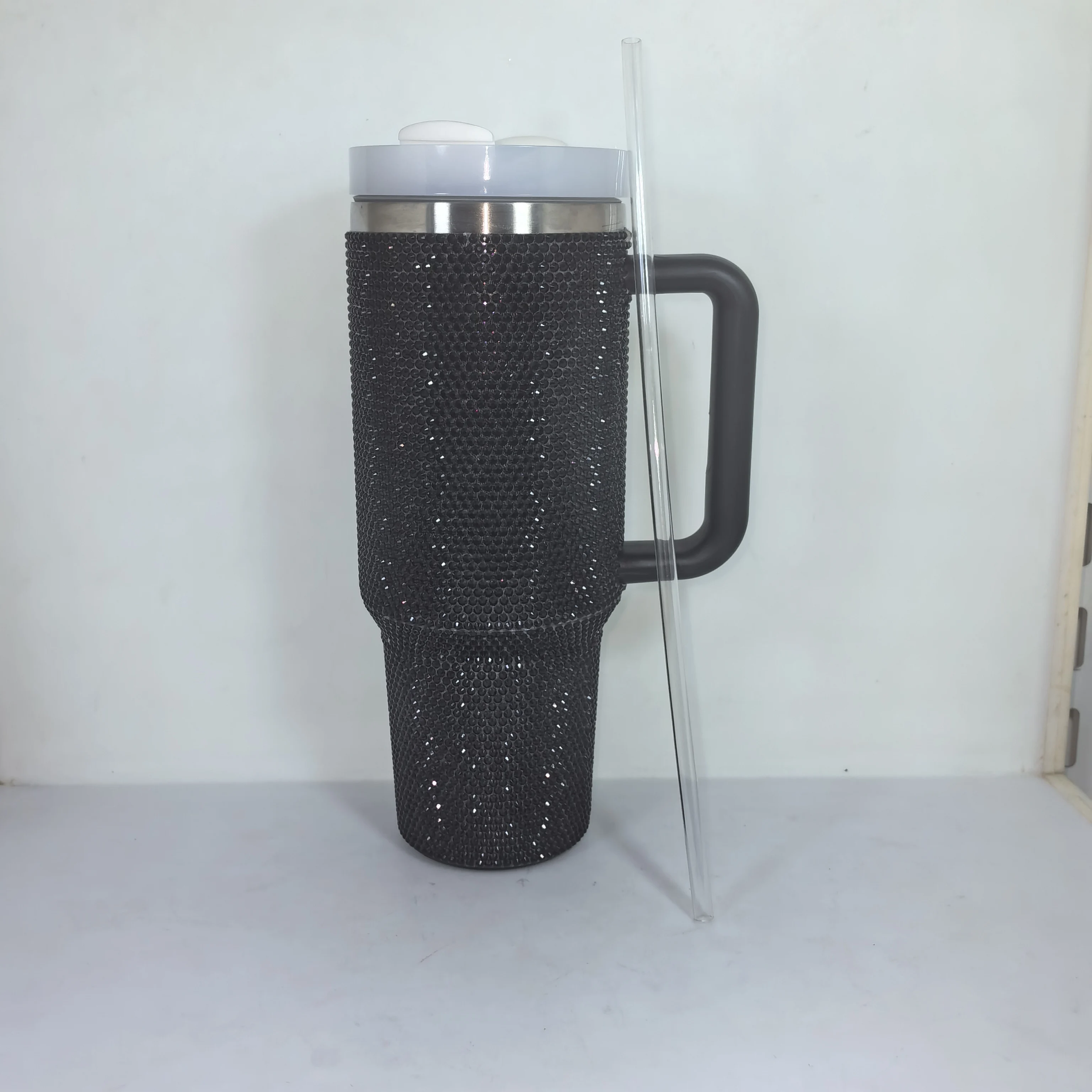 Double Wall Insulated Bottle Stainless Steel Vacuum Middle Mouth Glitter Rhinestones Shining Water Bottle 17