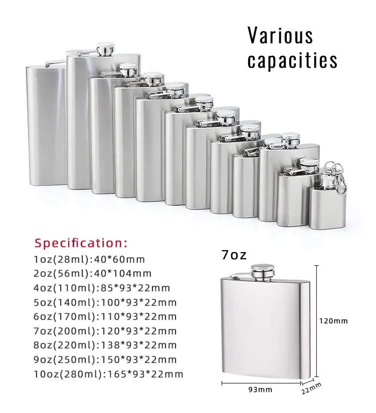 الجملة شعار مخصص 6oz ماتي الأسود الورك قارورة الفولاذ المقاوم للصدأ الخمور ويسكي قارورة الكحول 12