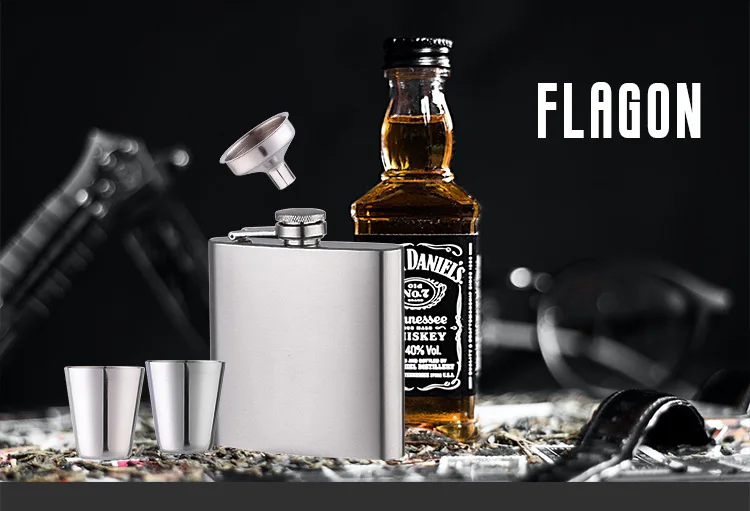 الجملة شعار مخصص 6oz ماتي الأسود الورك قارورة الفولاذ المقاوم للصدأ الخمور ويسكي قارورة الكحول 8