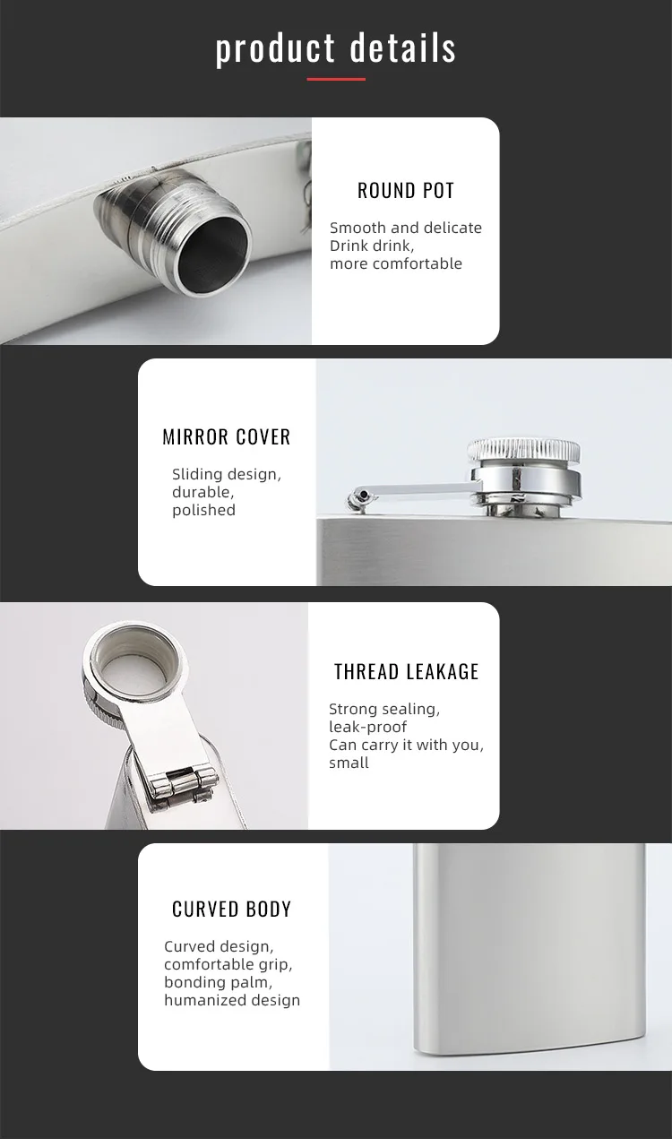 الجملة شعار مخصص 6oz ماتي الأسود الورك قارورة الفولاذ المقاوم للصدأ الخمور ويسكي قارورة الكحول 9