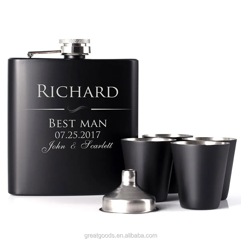 مجموعة هدايا قارورة الورك من الفولاذ المقاوم للصدأ عالية الجودة سعة 7 أوقية مع قمع وكؤوس صغيرة 12