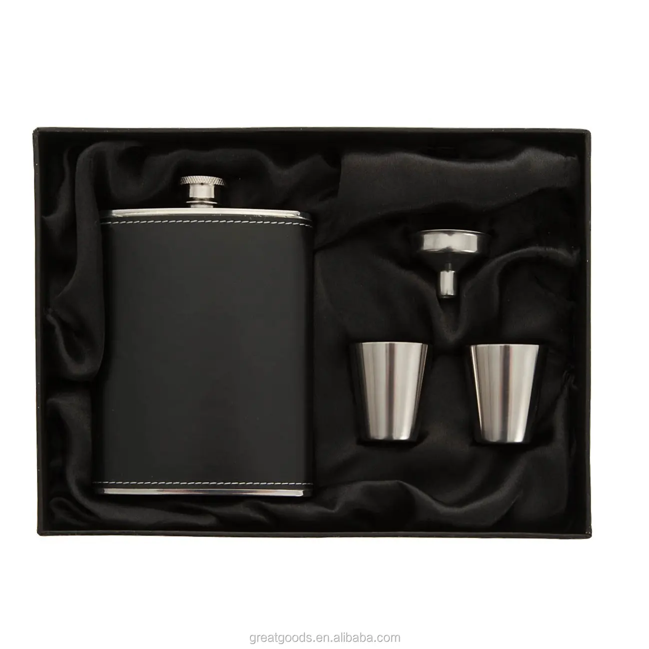 مجموعة هدايا قارورة الورك من الفولاذ المقاوم للصدأ عالية الجودة سعة 7 أوقية مع قمع وكؤوس صغيرة 11