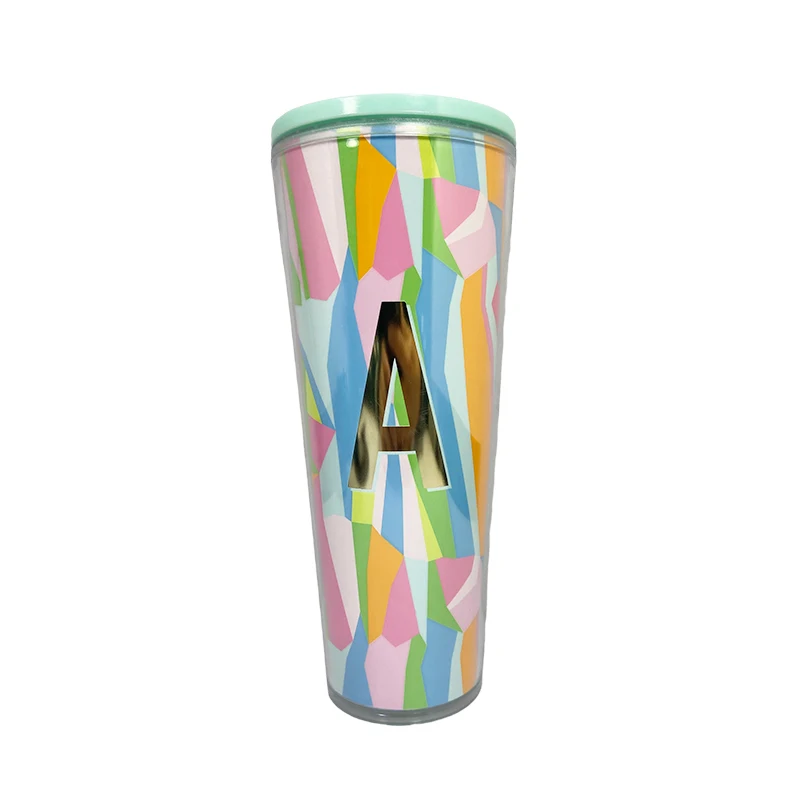 لون مخصص أزياء صديقة للبيئة القش كوب ماء بلاستيكي البهلوانات القش البلاستيكية تخصيص زجاجة ماء بلاستيكية 16