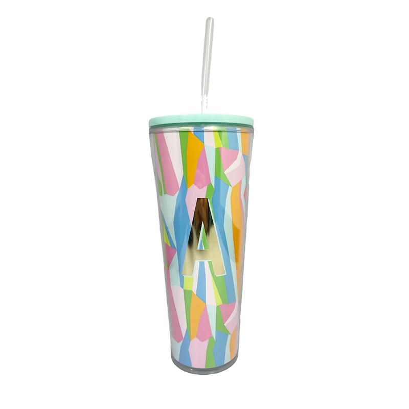 لون مخصص أزياء صديقة للبيئة القش كوب ماء بلاستيكي البهلوانات القش البلاستيكية تخصيص زجاجة ماء بلاستيكية 14