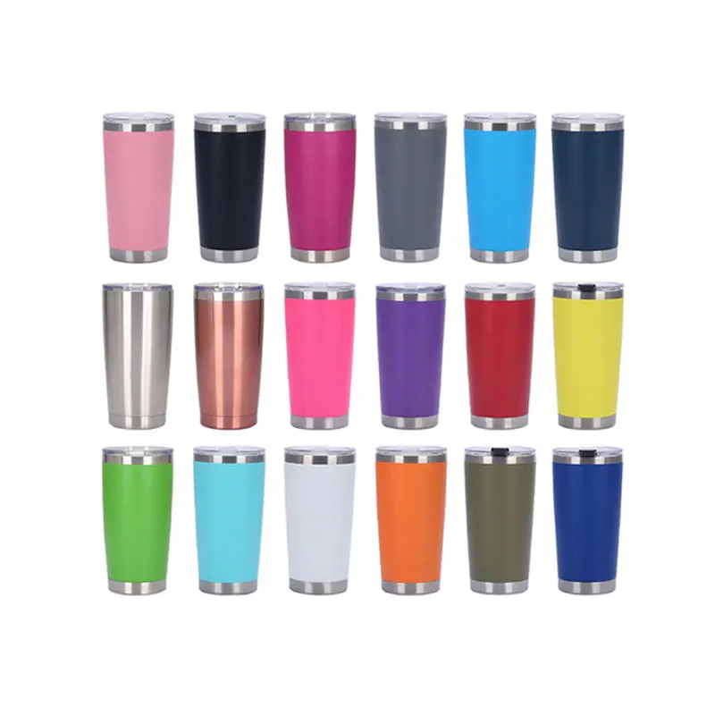 Wholesale 20 Oz Stainless Steel Double Wall Insulated Vacuum Cup Powder Coated Tumblers With Lid 10