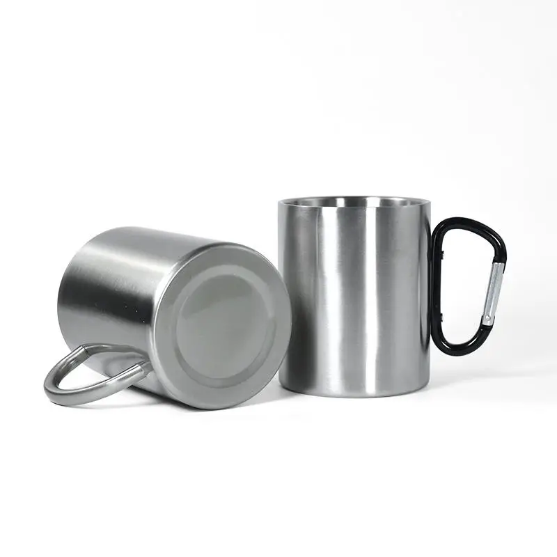 حار بيع مزدوج الجدار حلقة تسلق التخييم الطبخ كوب الفولاذ المقاوم للصدأ القهوة القدح مع مقبض 10