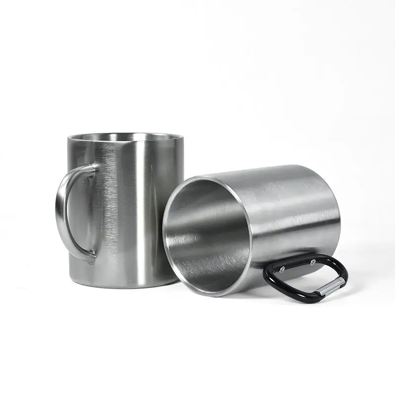حار بيع مزدوج الجدار حلقة تسلق التخييم الطبخ كوب الفولاذ المقاوم للصدأ القهوة القدح مع مقبض 15