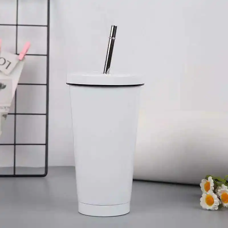 الجملة جدار مزدوج 304 مكنسة من الفولاذ المقاوم للصدأ معزول بهلوان أكواب القهوة الحرارية مع كوب مثلج القش 13