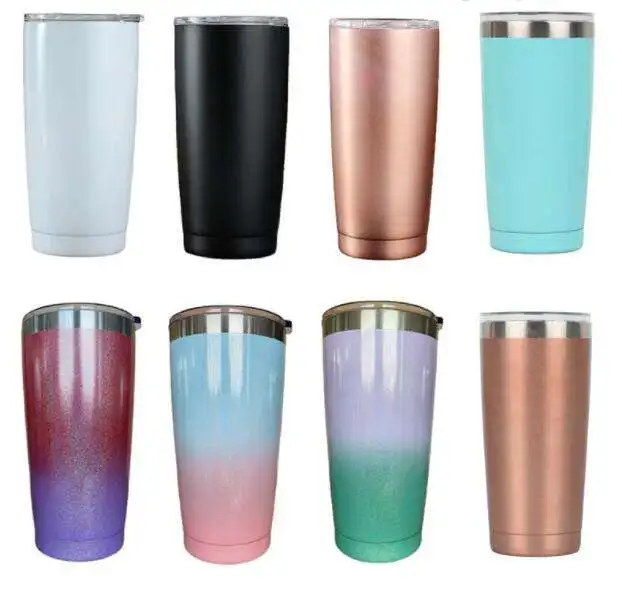 الجملة جدار مزدوج 304 مكنسة من الفولاذ المقاوم للصدأ معزول بهلوان أكواب القهوة الحرارية مع كوب مثلج القش1 13