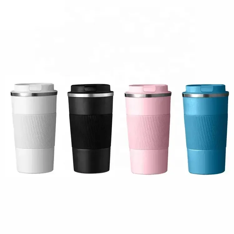 الجملة السائبة وصول جديد 380 مللي/510 مللي كوب قهوة من الفولاذ المقاوم للصدأ معزول كوب قهوة مع غطاء وأكمام 10
