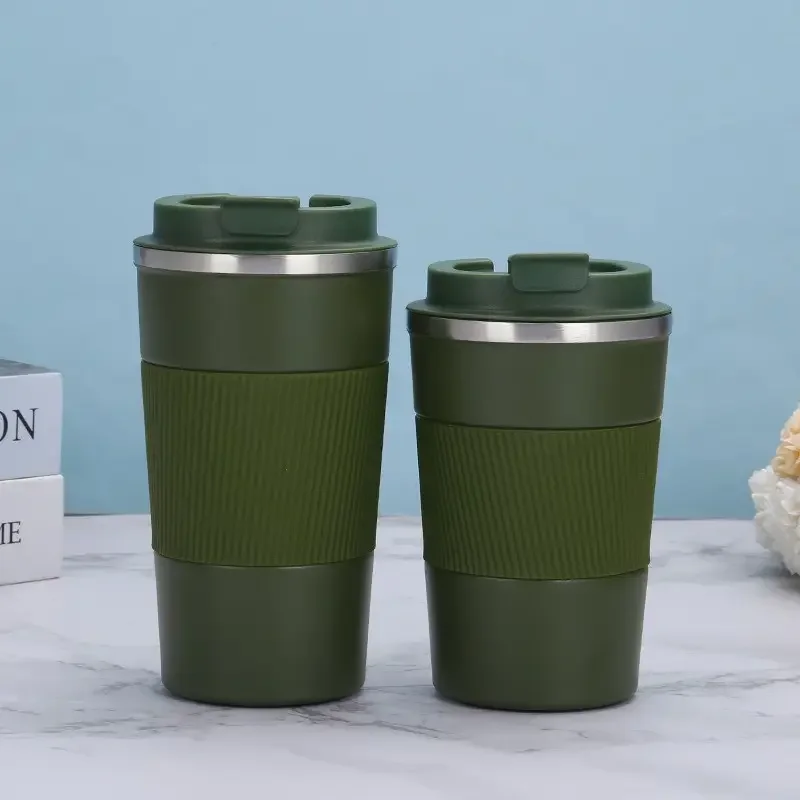 الجملة السائبة وصول جديد 380 مللي/510 مللي كوب قهوة من الفولاذ المقاوم للصدأ معزول كوب قهوة مع غطاء وأكمام 12