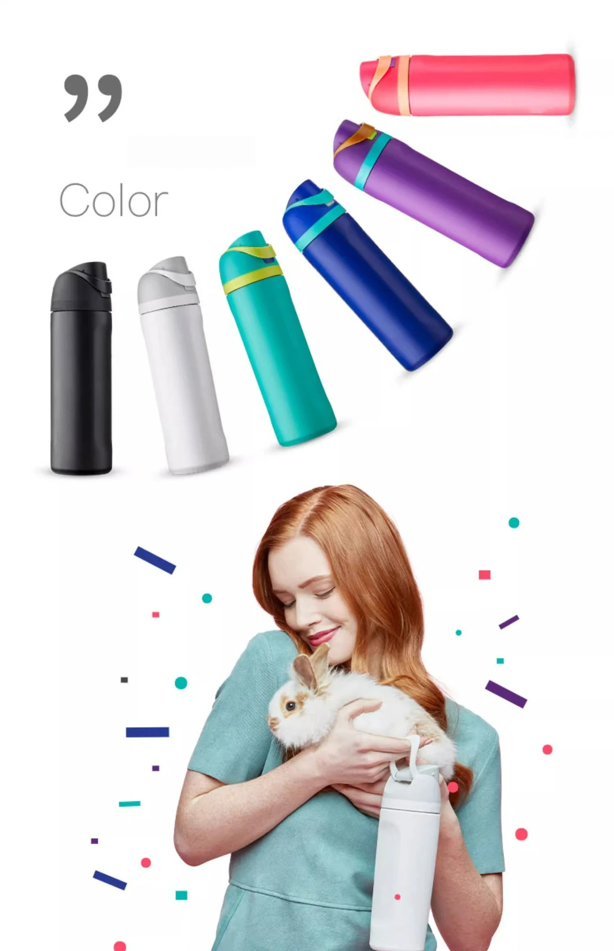 Wholesale Custom Logo Double-walled Owala Stainless Steel Water Bottle Sports Travel Flask With Straw Direct Drinking Camping 14